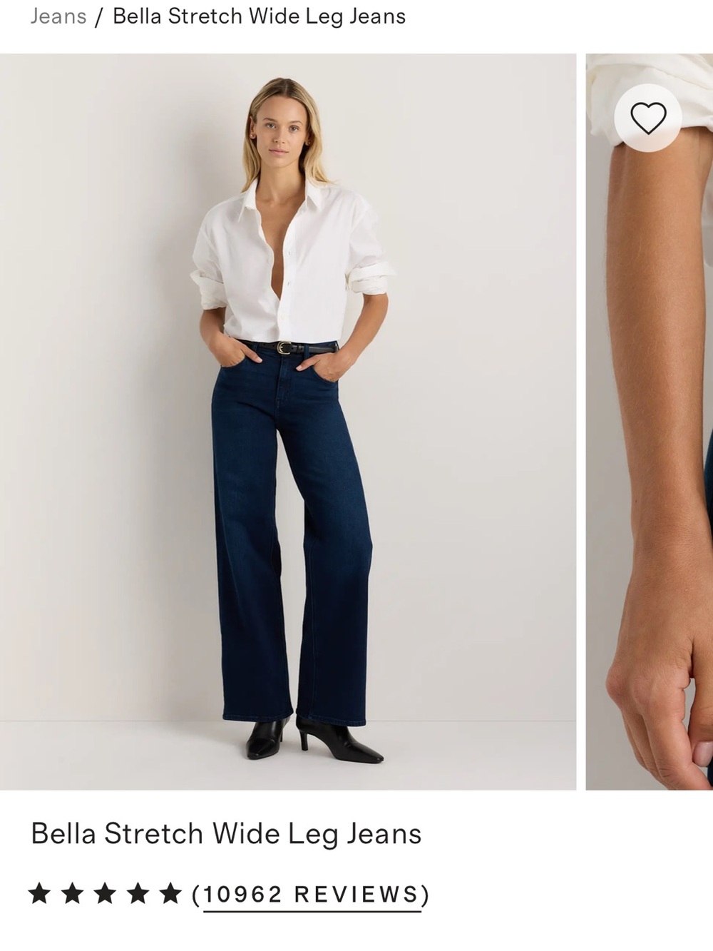 Quince Bella Stretch Wide Leg Jeans - Indigo Blue